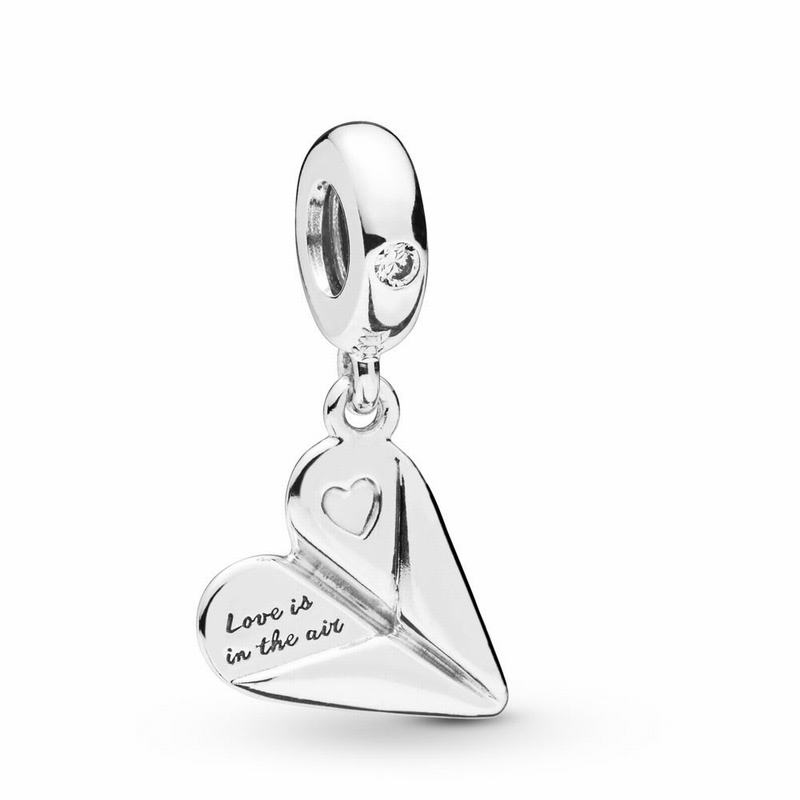 Pandora Heart Paper Plane Dangle Charm Silver Egypt MX8261304